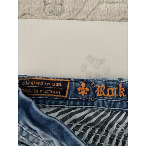 Rock Revival Women’s Jeans Size 28 Bootcut Blue Denim Embellished Pockets - Picture 5 of 9